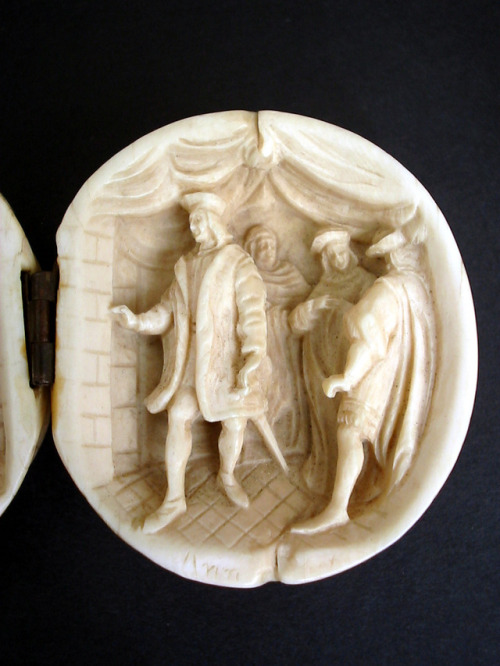 Miniature Ivory sculpture art composition to commemorate the Royal wedding of King Charles VIII of F