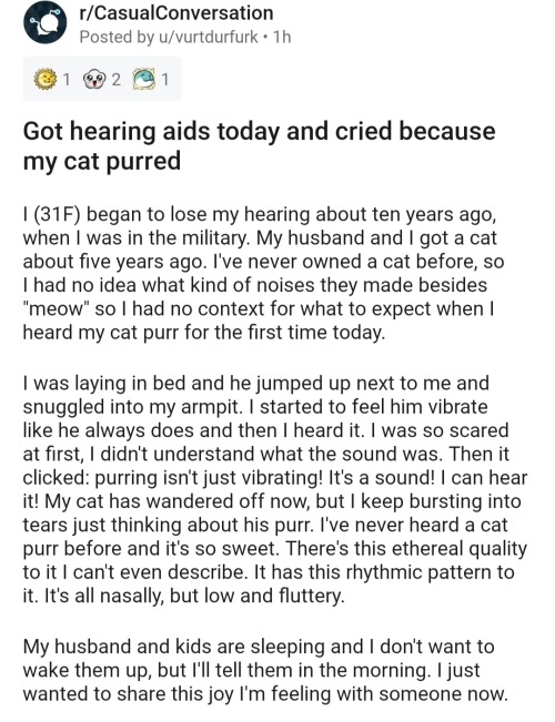 blessedimagesblog:This reddditor heard her cat purr for the first time.