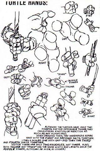 talesfromweirdland:Model sheets for the Teenage Mutant Ninja Turtles (in the style of the comics). N