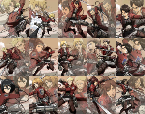 Hangeki no Tsubasa - Complete & Almost Complete Character ClassesComplete:Default Soldier Class (Regular uniform)Quick Assault Armored Class (Red uniform)Special Nighttime Combat Riot Class (Dark brown uniform)Wings of Freedom Class (Survey Corps