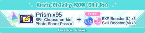 Ren’s Birthday Shop SetsTo celebrate Ren’s birthday, here are the shop sets available. Full details 