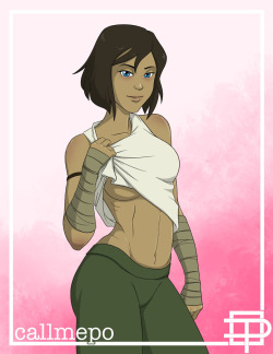 pinupsushi:  callmepo:  More coloring practice with a drawing of Korra after a workout.  …and of course the “JOE SATO” version…   &lt; |D’‘‘‘‘