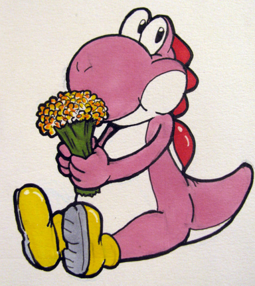 art i did for mum-in-law’s mothers day card. she loves yoshi. front of card text was a fucking egg pun.