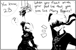 alyossan: Another goofy Nier Automata comic…has this been done yet  Okay, gonna admit this made my day.