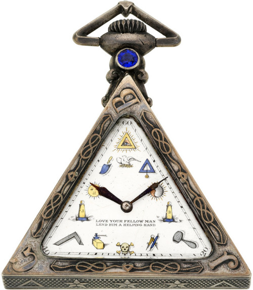 grayflannelsuit: Circa 1910 triangular Masonic pocketwatch