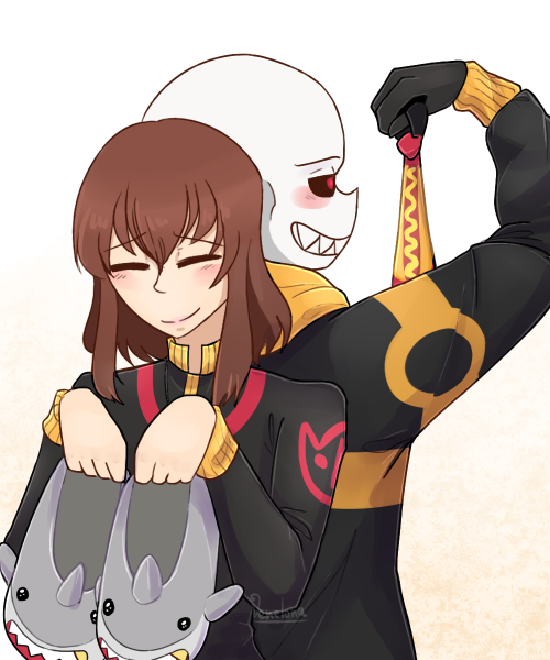 monster-loverr: lockfell:I owed a request to @last-haven and they asked for Sans and Frisk exchangin