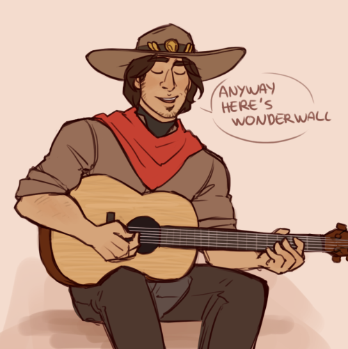 nutinmeadamdriver:  just wanted to draw young mccree nd somehow he ended up with a guitar