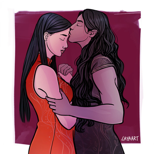 layaart:Lei and Wren from Girls of Paper and Fire for my underrated wlw book series!   // twitt