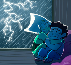 gaby14link:  Someone’s afraid of thunder storms!   &lt;3