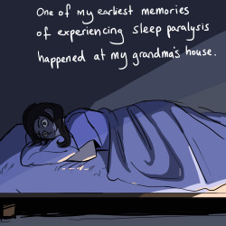 donnergrauen: Sleep paralysis is a hard thing to draw for me, because most of it makes no sense once you try to explain it. However, I tried it here. Sometimes, when you’re experiencing such a thing, you know what’s coming for you, and you want to