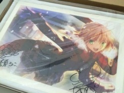 typemoon-france:  620 000 yens for a Saber illustration signed by TAKEUCHI and NASU. Money money