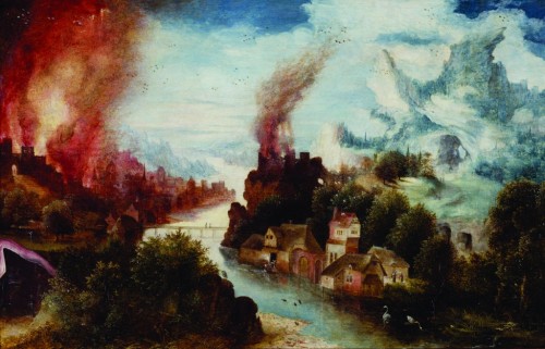 beautiful-belgium:Herri Met de Bles - Incendie de Sodome et l'histoire de Loth et ses filles, XVIE s