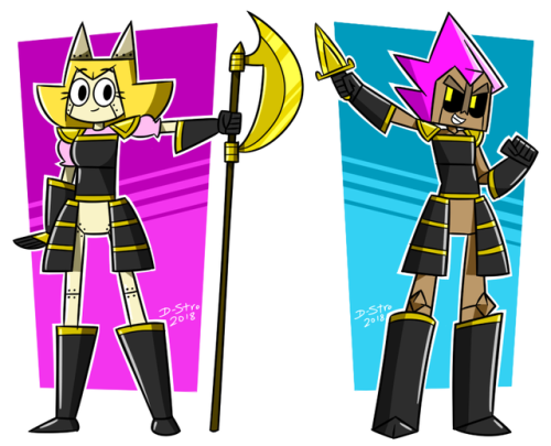 Redesigns of my main OCs from my action/comedy comics Rockboy &amp; Metalgirl, Enoch and LucreciaNow