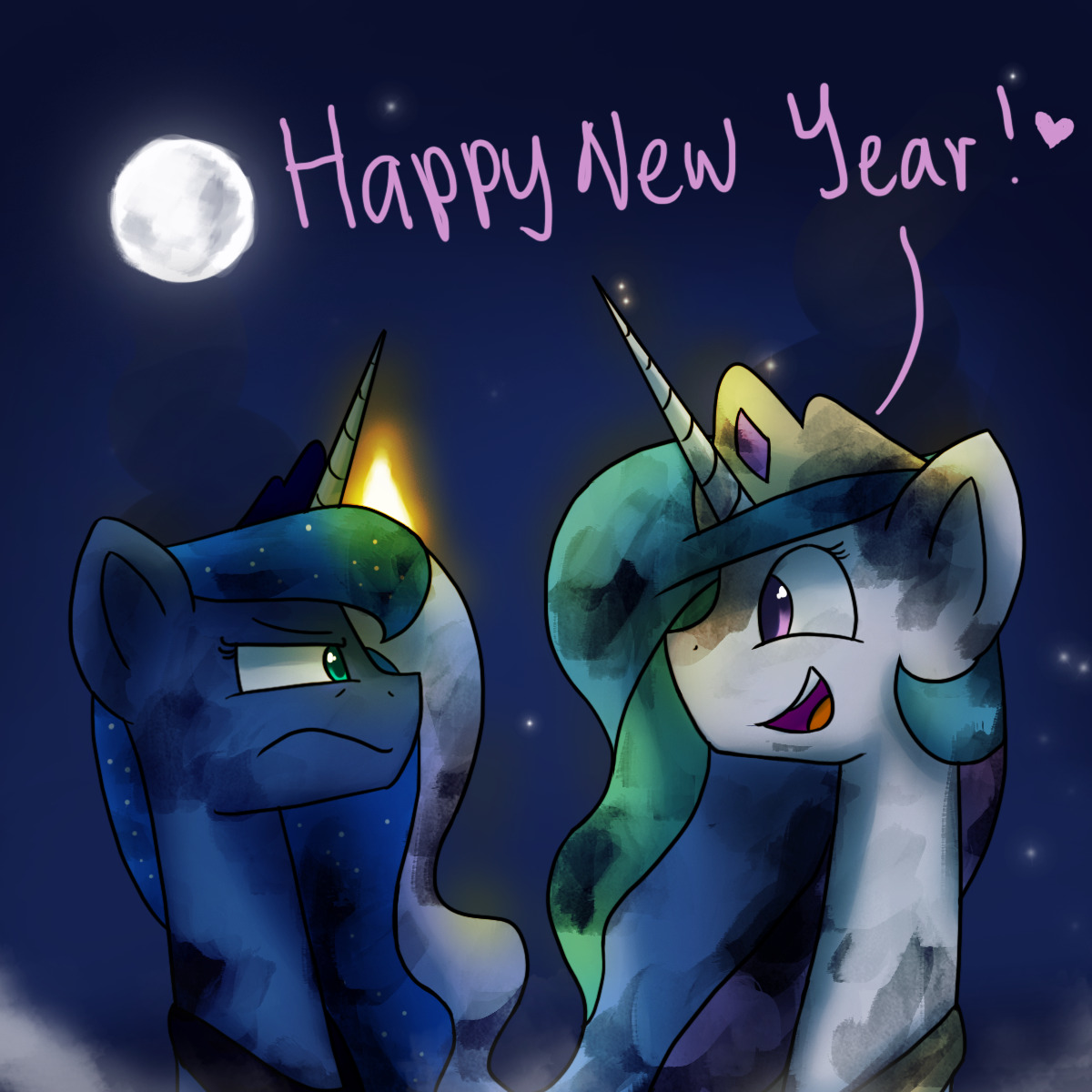 asksunshineandmoonbeams:  Luna: Apparently not…. Celestia: Happy New Year, everypony!!!!