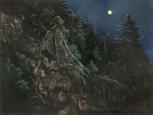 sanctumregnum:Rudolf Schlichter (1890-1955), Clair de Lune dans le Bois - 1950