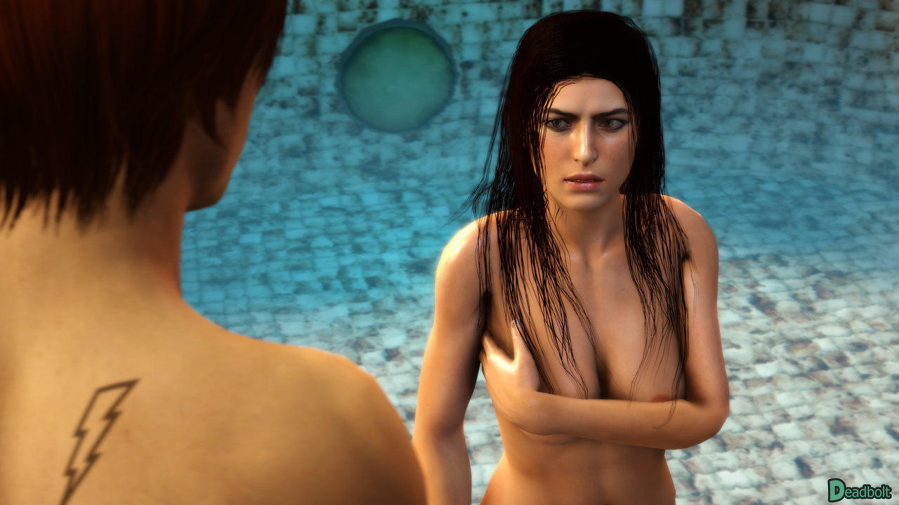 Lara Visiting Deadbolt on his beach island home. Note: There’s no real story involved