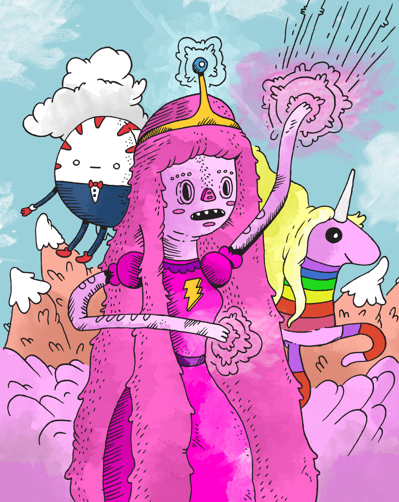 jacoblivengood:  Super Powered Zombie Princess Bubblegum! - Pen / Photoshop 