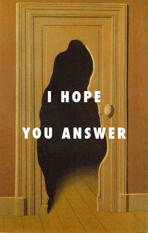 flyartproductions:I’d like to talk to you, I hope you answerUnexpected answer (1933), Rene Magritte 