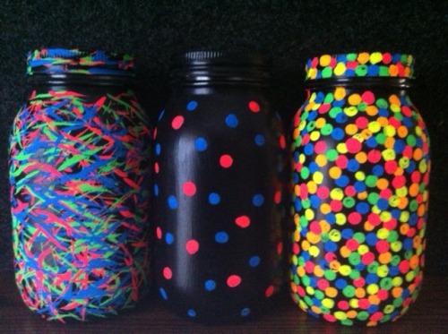 Some jars i painted back in the day. All are UV blacklight reactive.