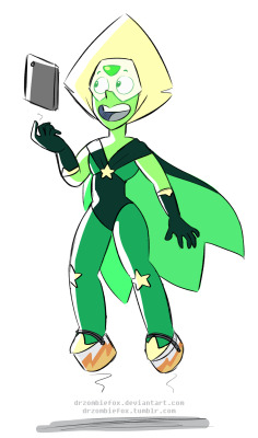 drzombiefox:  In light of the recent episode I have two thoughts: 1) In theory Peridot could levitate if she wore her paint cans (or another metalic object)  2) When Peri gets a CG outfit she NEEDS a cape! She gotta go for the magneto look tbh. 