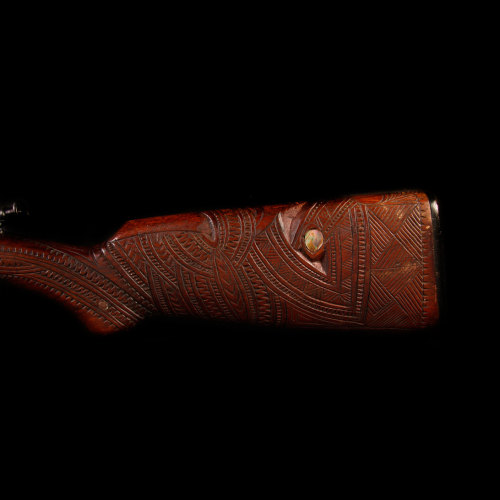 Maori carved Remington .22 caliber rifle, circa 1920.