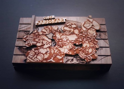 retrogamingblog:Wood-burned Super Nintendo Cartridges made by pigminted