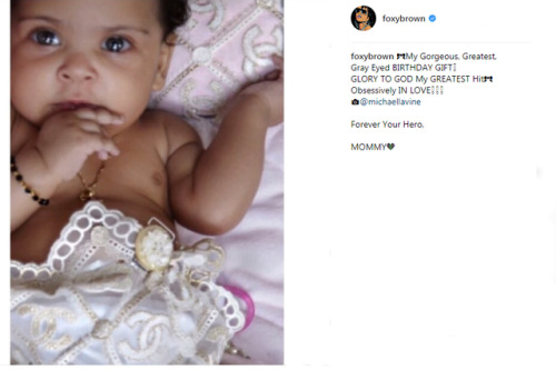 tha-htwnbelle: flyandfamousblackgirls:  A lot has been going on but 3 days ago Foxy Brown shared a photo of her gray-eyed daughter on her B-Day.  A heiress, we aren’t worthy! 
