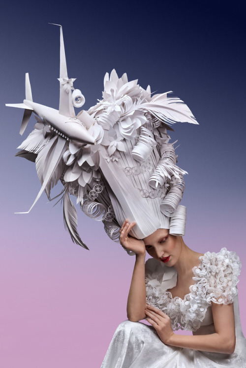 Porn photo itscolossal:  Sky-High Paper Wigs Topped