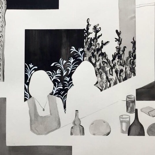 juliatrybala:  Fragments of family photos, ink on paper 