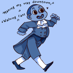 dorothywonderland:  Hamilton, the musical   I saw this post that went like… Burr: Making my way downtown, walking fast Hamilton: Aaron Burr, sir! Burr: Walking faster Could you draw that? Thanks!! (Creds to: mynameissteverodgers)   - suggestion by anon