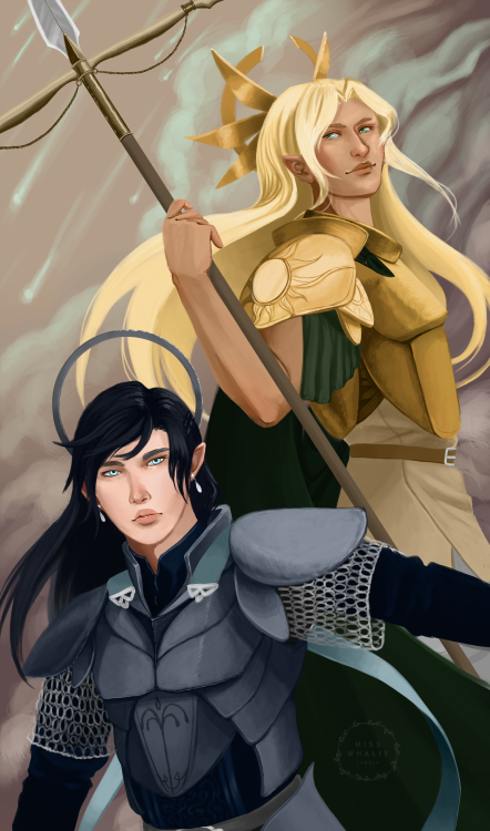 misswhalie:A slight redraw of an older piece I’ve done. Seeing improvement :DGlorfindel + Ecthelion