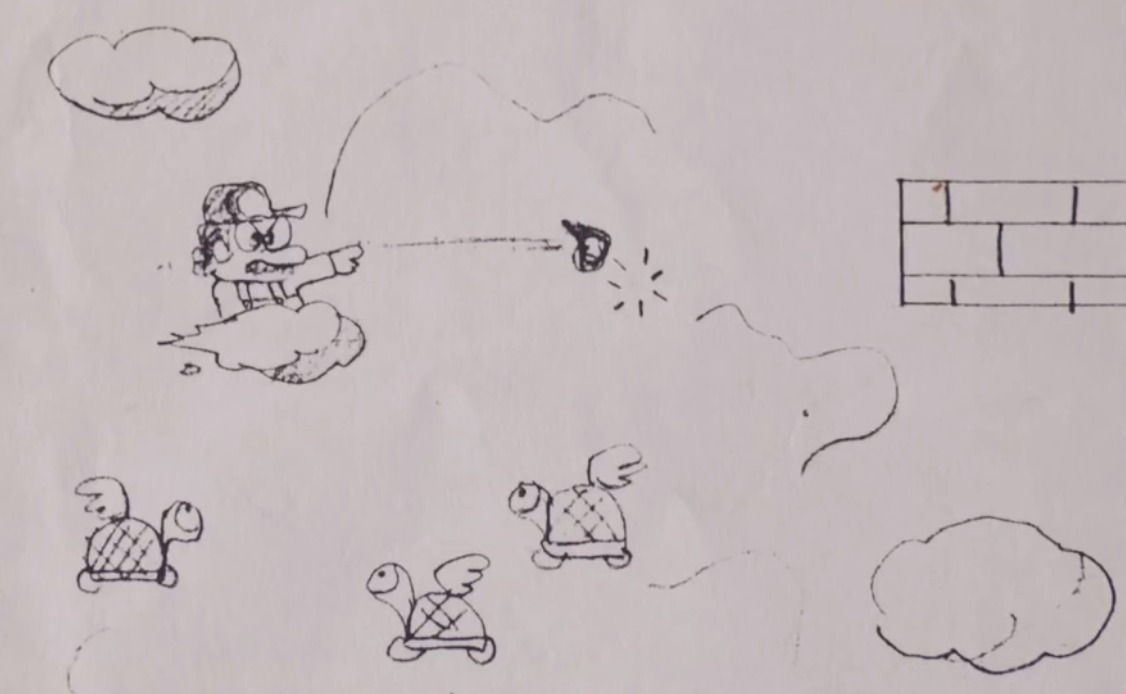 suppermariobroth:  Original concept sketches for Super Mario Bros. showing a cloud