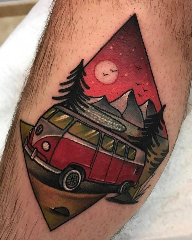 10 Cool Volkswagen Kombi Tattoos For Your Inner Hippie  Tattoodo