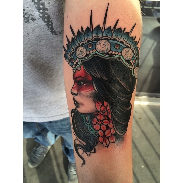 aaronriddle666:  One of my lady heads. With a crown. Keep Em coming. @highnoontattoo