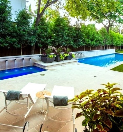 Lap DallasDesign Ideas For A Sizable Transitional Backyard Fountain With A Rectangular Lap Pool