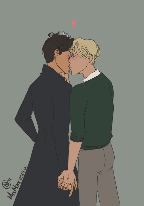 nhyaroon: A sweet Drarry kiss because I just can’t get enough of these two. So many years and I just