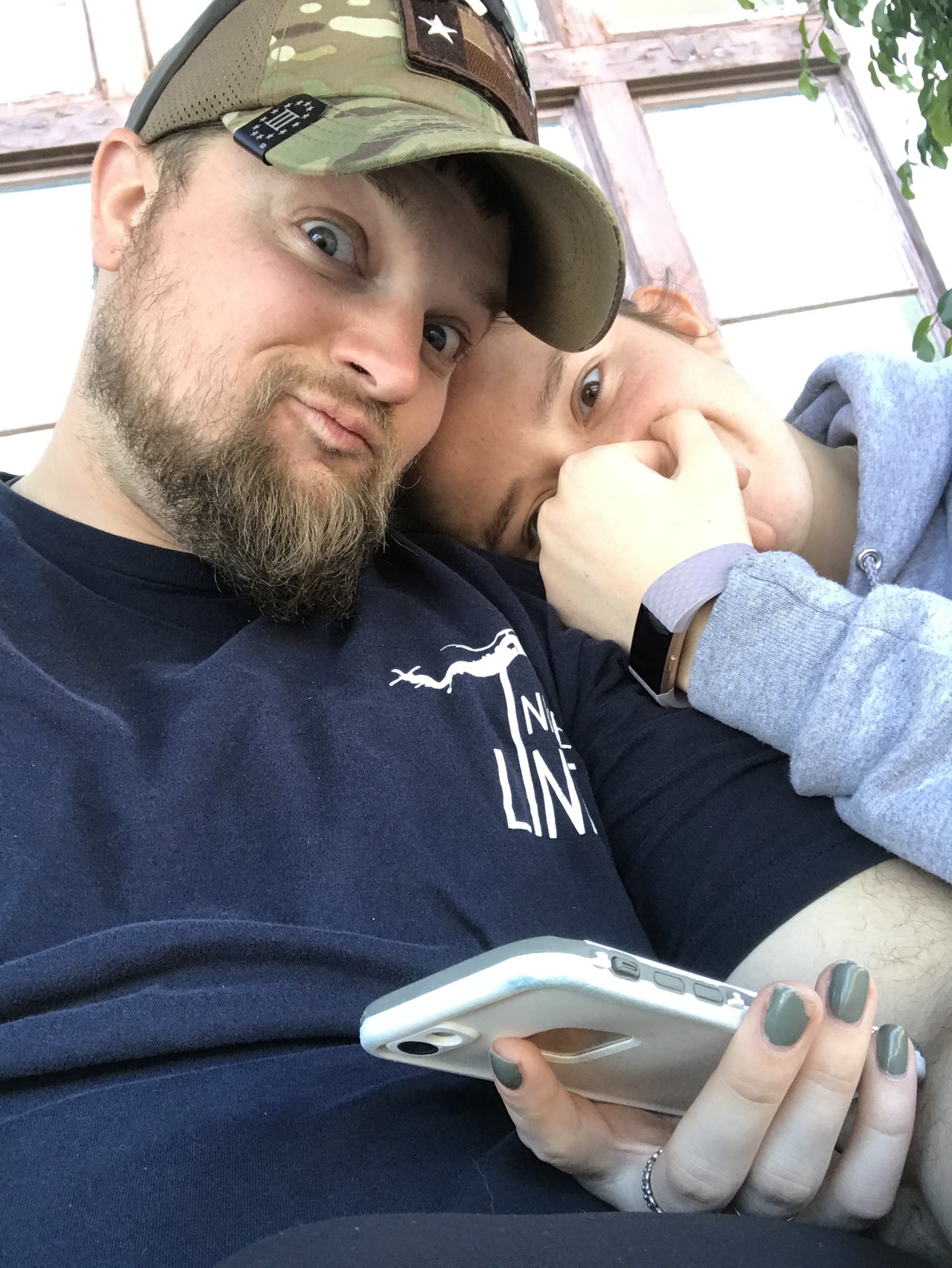 Being goofy before getting on the train home