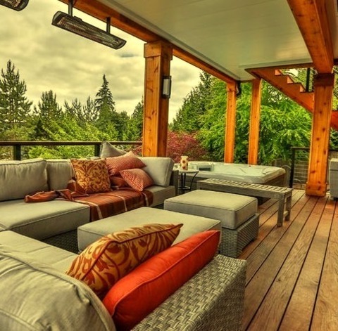 Deck Covered In SeattleAn Idea For A Sizable, Contemporary Backyard Deck Renovation That Includes An