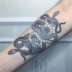 lesstalkmoreillustration: Mirko Sata (via Mesmerizing New Serpentine Tattoos by Mirko Sata | Colossal)  