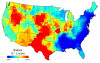 Relative frequency of the word “badass” in US geotagged tweets.
Maps of other words: damn | fuck | asshole | nigga | bullshit