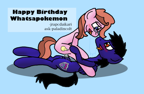 ask-paladincolt:Happy Birthday, Whatsa… I’m pretty sure you said that I always go with Jade Shine, so I decided to go with Bright Idea instead. I hope you like it~ <3 (It was either this or I spitroast you with somepony, but I don’t know who