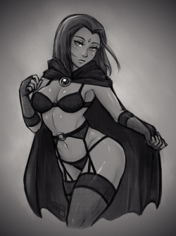 Dacommissioner2K15: Iahfy:  Raven Pinup Commission~ She Would Wear Her Cape Even