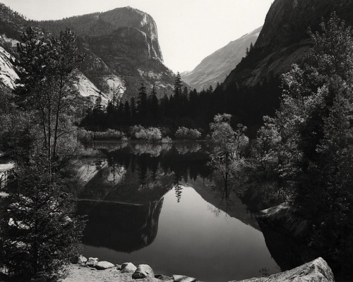 magictransistor:Ansel Adams, Mirror Lake (Gelatin silver print), Mount Watkins, Yosemite National Pa