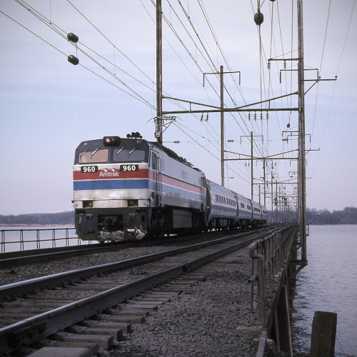 railwayhistorical:Crossing the Gunpowder RiverThis photograph was taken on the west/south shore ofth