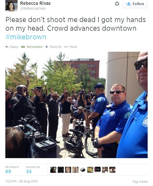 iwriteaboutfeminism:  Tuesday afternoon, Ferguson protesters march in downtown St.