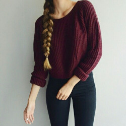 wine red sweater