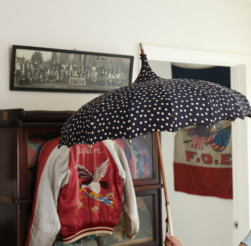 Vintage Polka Dot Umbrella //RustyBrowns