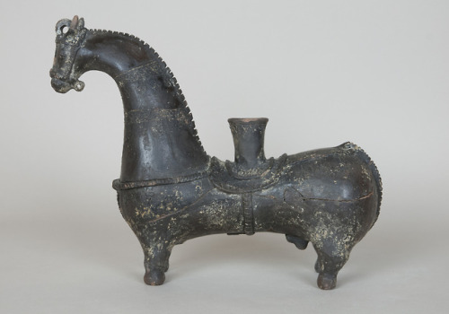 Black ceramic rhyton in the shape of a saddled horse (Amlash culture,Iran).