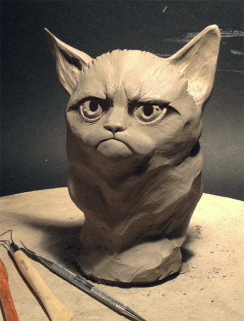 ianbrooks:  Grumpy Cat Bust by Chris Calver Unpainted, ivory resin version available for purchase at the etsy. Oh, you wanted the painted one? TOO BAD.  Artist: DeviantArt (via: Obvious Winner)  