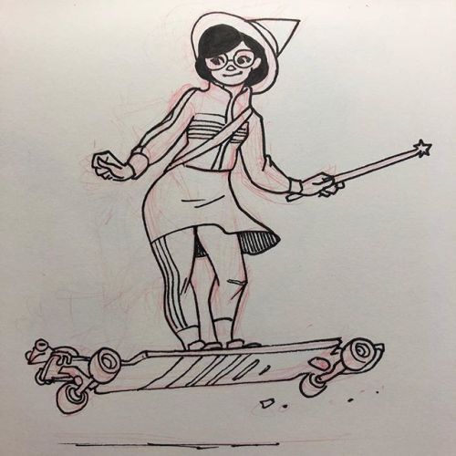 Inktober 2018 outtake 1. #witch #longboard